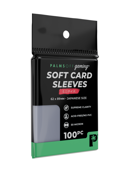 Palms Off Gaming Japanese mini size soft card sleeves, the perfect first layer of protection for all Japanese mini size trading cards. Palms Off Gaming Japanese mini size soft card sleeves, the perfect first layer of protection for all Japanese mini size trading cards.