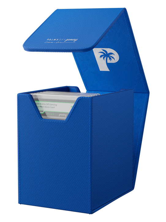 Palms Off Gaming Collector's Series small blue graded card case holds up to 20 PSA or BGS graded cards. Palms Off Gaming Collector's Series small blue graded card case holds up to 20 PSA or BGS graded cards.