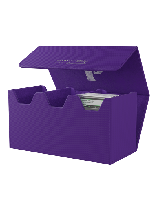 Palms Off Gaming Collector's Series large purple graded card case holds up to 60 PSA or BGS graded cards. Palms Off Gaming Collector's Series large purple graded card case holds up to 60 PSA or BGS graded cards.