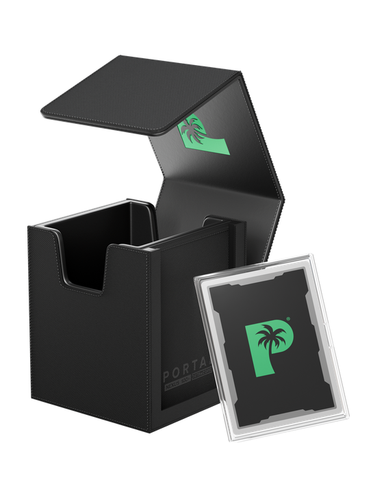 Palms Off Gaming black Portal Nexus 100+ Deck Box with included Command Case for Pokémon, MTG and more.