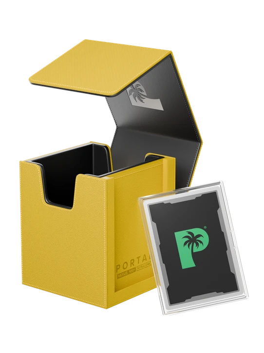 Palms Off Gaming yellow Portal Nexus 100+ Deck Box with included Command Case for Pokémon, MTG and more.
