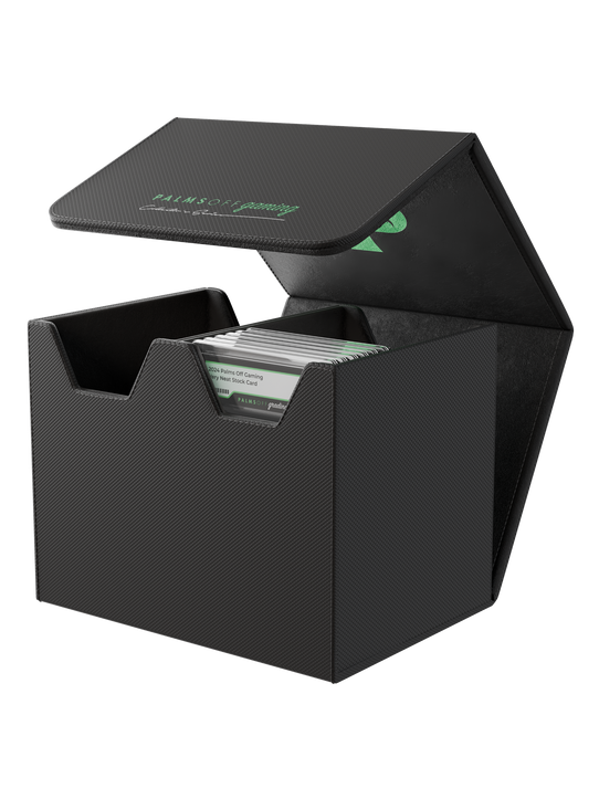 Palms Off Gaming Collector's Series medium black graded card case holds up to 40 PSA or BGS graded cards. Palms Off Gaming Collector's Series medium black graded card case holds up to 40 PSA or BGS graded cards.