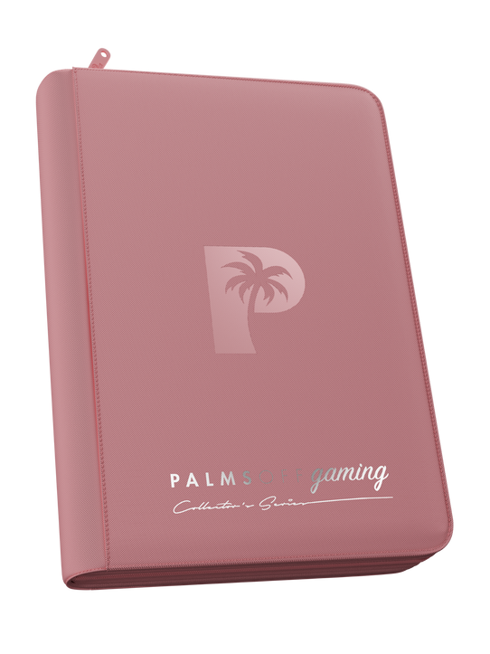 Palms Off Gaming Collector’s Series pink 4 pocket zip binder with PU leather cover, holds 160 Pokémon, MTG, Yu-Gi-Oh! Trading cards and more. Palms Off Gaming Collector’s Series pink 4 pocket zip binder with PU leather cover, holds 160 Pokémon, MTG, Yu-Gi-Oh! Trading cards and more.
