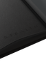 Debossed logo inside cover of Palms Off Gaming Stealth black 9 pocket binder designed for stealthy-look card storage.