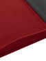 Debossed logo inside cover of Palms Off Gaming Stealth red 9 pocket binder designed for stealthy-look card storage.