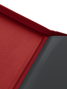 Red velvet inside cover of Palms Off Gaming 9 pocket binder for premium storage of trading cards.