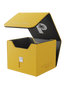 Palms Off Gaming yellow Genesis Deck Box, impact-proof storage for 100 double-sleeved or 120 single-sleeved TCG cards.