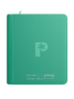 Palms Off Gaming turquoise 4 pocket top loader zip binder with PU leather cover, holds 128 standard 35pt top loaders for Pokémon, MTG, Yu-Gi-Oh! and more.