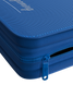 Durable blue steel zipper on Palms Off Gaming 4 pocket top loader binder, keeping 35pt top loaders for Pokémon, MTG, One Piece and more safe.