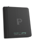 Palms Off Gaming black 9 pocket top loader zip binder with PU leather cover, holds 128 standard 35pt top loaders for Pokémon, MTG, Yu-Gi-Oh! and more.