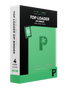 Retail packaging of Palms Off Gaming green 4 pocket top loader zip binder, ideal for collectors storing 35pt top loaders with Pokémon, MTG, Yu-Gi-Oh! and more.