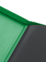 Green velvet inside cover of Palms Off Gaming 4 pocket binder for premium storage of trading cards.
