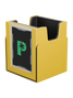 Palms Off Gaming yellow Portal Nexus 100+ Deck Box with fully removable lid attached underneath for compact setup.