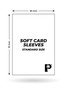 Palms Off Gaming standard size soft card sleeves, measuring in at 65 x 91mm.