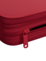 Durable red steel zipper on Palms Off Gaming 12 pocket binder, keeping Pokémon, MTG, One Piece trading cards and more safe.