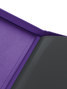 Purple velvet inside cover of Palms Off Gaming 4 pocket binder for premium storage of trading cards.