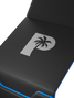 Foil logo accents on the interior and exterior of the Palms Off Gaming blue Genesis Deck Box.