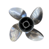 New OEM BRP / Johnson & Evinrude Cyclone 4-Blade Stainless Steel Outboard Propeller / Marine Parts Warehouse