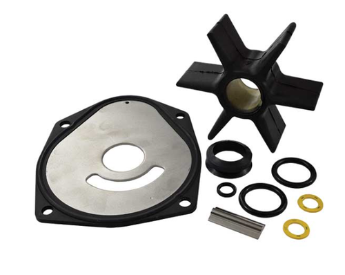 EMP 46-01811 water pump impeller service kit with flexible impeller, rubber-coated wear plate, key, gaskets, and seals for Mercury and Mariner outboards   