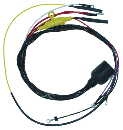 New CDI / Johnson & Evinrude 1974-1976 Wiring Harness 4 Cyl. 85-135 HP Cross Flow Engines, Round Plug OEM # 413-9918