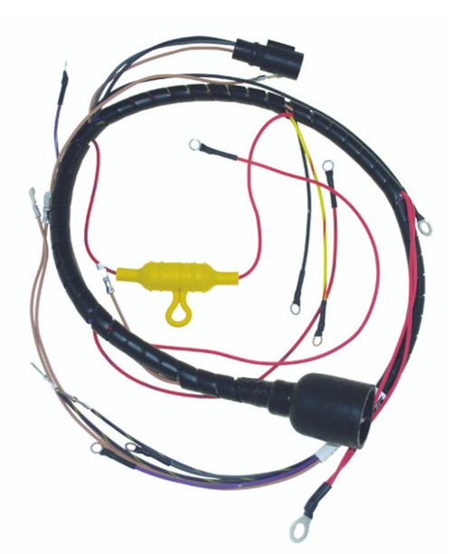 New CDI / Johnson & Evinrude 1986-1987 Wiring Harness 6 Cyl. 200-225 HP Loop Charged Engines, Twin Power Packs, Round Plug OEM # 413-3047