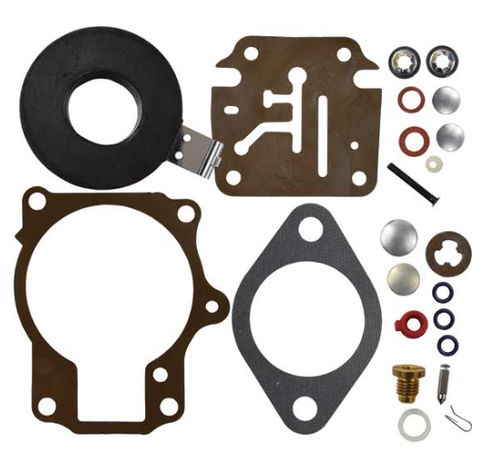 EMP 1300-01432 carburetor kit with float for 1969 and later Johnson and Evinrude 2-cylinder 18-55 HP and 3-cylinder 60-75 HP outboards