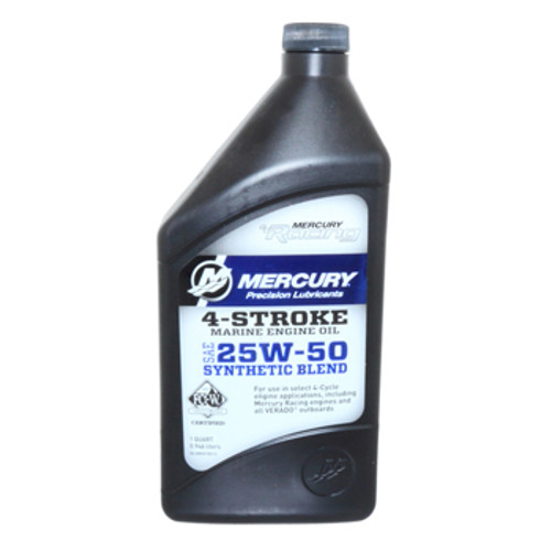 New OEM Mercury Verado 25W50 Synthetic Blend Engine Oil – 1 Quart – OEM Part #8M0078013