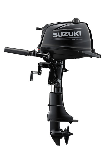 Suzuki DF6 6 HP 4-stroke outboard motor available in short shaft, long shaft and Cool White models - Side View