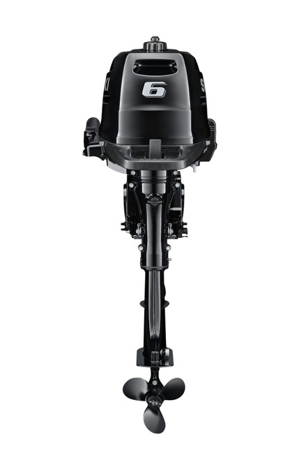 Suzuki DF6 6 HP 4-stroke outboard motor available in short shaft, long shaft and Cool White models - Rear View