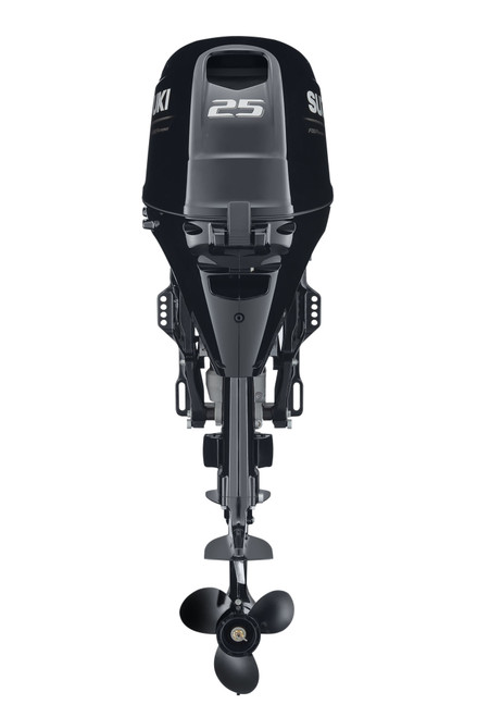 Suzuki DF25AS 25 HP EFI 4-Stroke Outboard Motor - Rear View - Tiller Handle - Manual Start