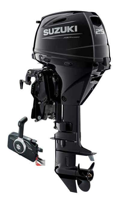 Suzuki DF25ATS 25 HP EFI 4-Stroke Outboard Motor - Main Product View - 15" Short Shaft - Electric Start - Remote Control - Power Trim & Tilt