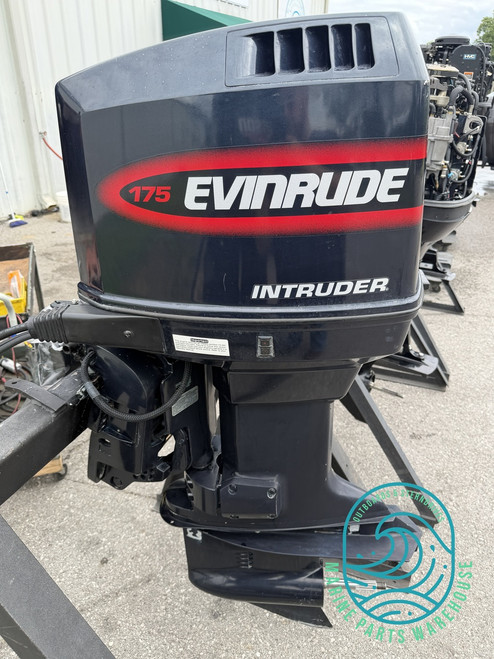 Port side view of 1998 Evinrude Intruder 175 HP outboard motor