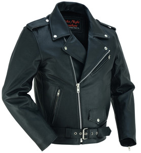 DS710 Economy Motorcycle Classic Biker Leather Jacket - Plain Sides DS710 Economy Motorcycle Classic Biker Leather Jacket - Plain Sides
