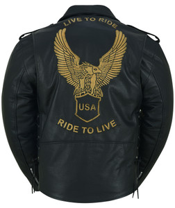 DS759 Men's Eagle Embossed Live To Ride - Ride To Live Classic Black DS759 Men's Eagle Embossed Live To Ride - Ride To Live Classic Black