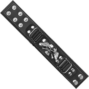 BR-SD1012W Winged Vinyl bracelet with winged skull design. BR-SD1012W Winged Vinyl bracelet with winged skull design.