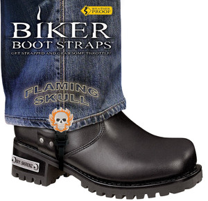 BBS/FS6 Weather Proof- Boot Straps- Flaming Skull- 6 Inch BBS/FS6 Weather Proof- Boot Straps- Flaming Skull- 6 Inch