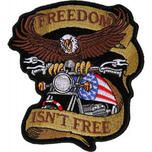 P4967 Patriotic Eagle Biker Small Iron on Patch Freedom Isn't Free P4967 Patriotic Eagle Biker Small Iron on Patch Freedom Isn't Free