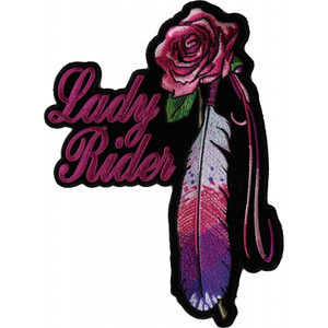 PL3946 Rose Feather Lady Rider Embroidered Iron on Biker Patch PL3946 Rose Feather Lady Rider Embroidered Iron on Biker Patch