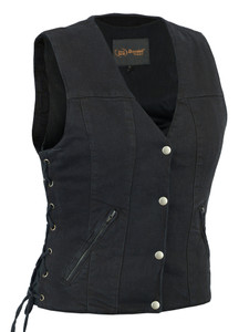 DM906BK Women's Single Back Panel Concealed Carry Denim Vest DM906BK Women's Single Back Panel Concealed Carry Denim Vest