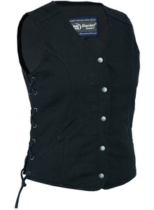 DM908 Women's Denim Longer Body ¾ Vest - Side Laces DM908 Women's Denim Longer Body ¾ Vest - Side Laces