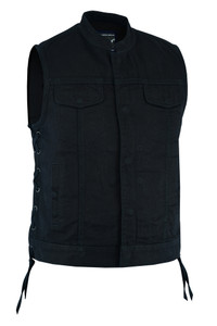DM986 Women's Advance Side Laces Black Construction Denim Vest DM986 Women's Advance Side Laces Black Construction Denim Vest