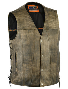 DS107 Men's Antique Brown Single Back Panel Concealed Carry Vest DS107 Men's Antique Brown Single Back Panel Concealed Carry Vest