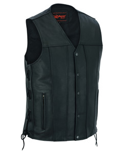 DS161TALL Men's Tall Classic Tapered Bottom Biker Leather Vest DS161TALL Men's Tall Classic Tapered Bottom Biker Leather Vest