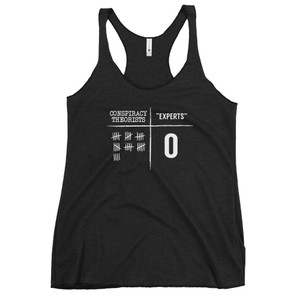 Conspiracy Theorists vs Experts — Women's Racerback Tank