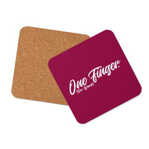 One Finger. Two Words. — Cork-back coaster (red) One Finger. Two Words. — Cork-back coaster (red)