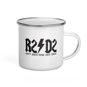 R2D2 - DIRTY BEEPS DONE DIRT CHEAP — Enamel Mug