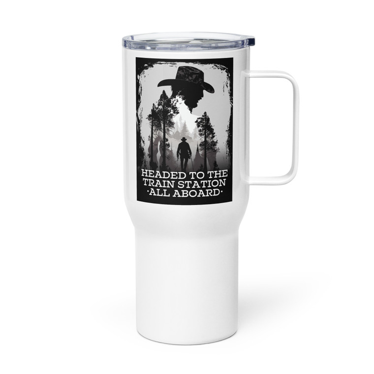 HEADED TO THE TRAIN STATION — Metal Tumbler