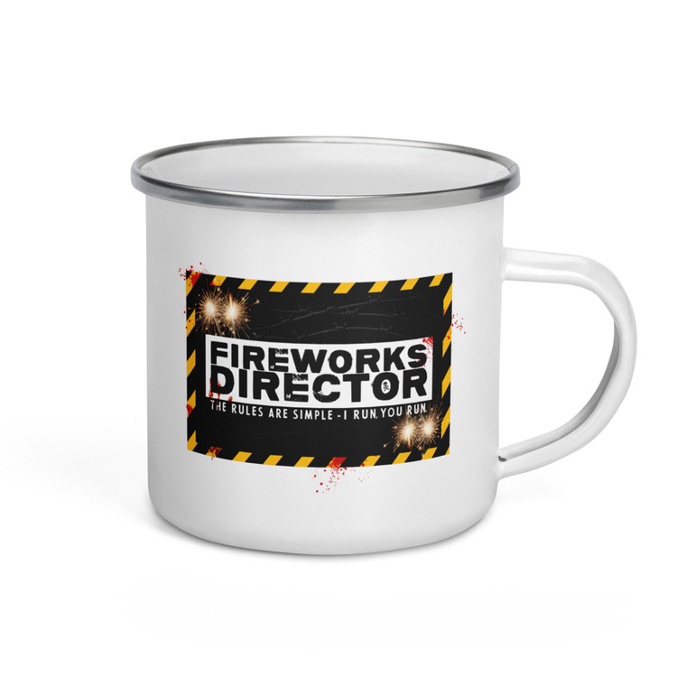 Fireworks Director — I Run, You Run. — Enamel Mug