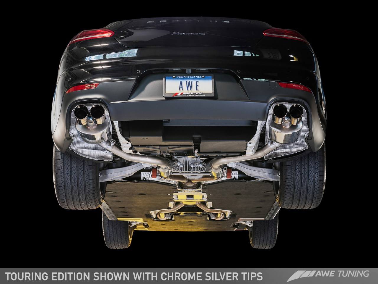 AWE Tuning Porsche Panamera 2/4 Touring Edition Exhaust - Chrome Silver Tailpipes