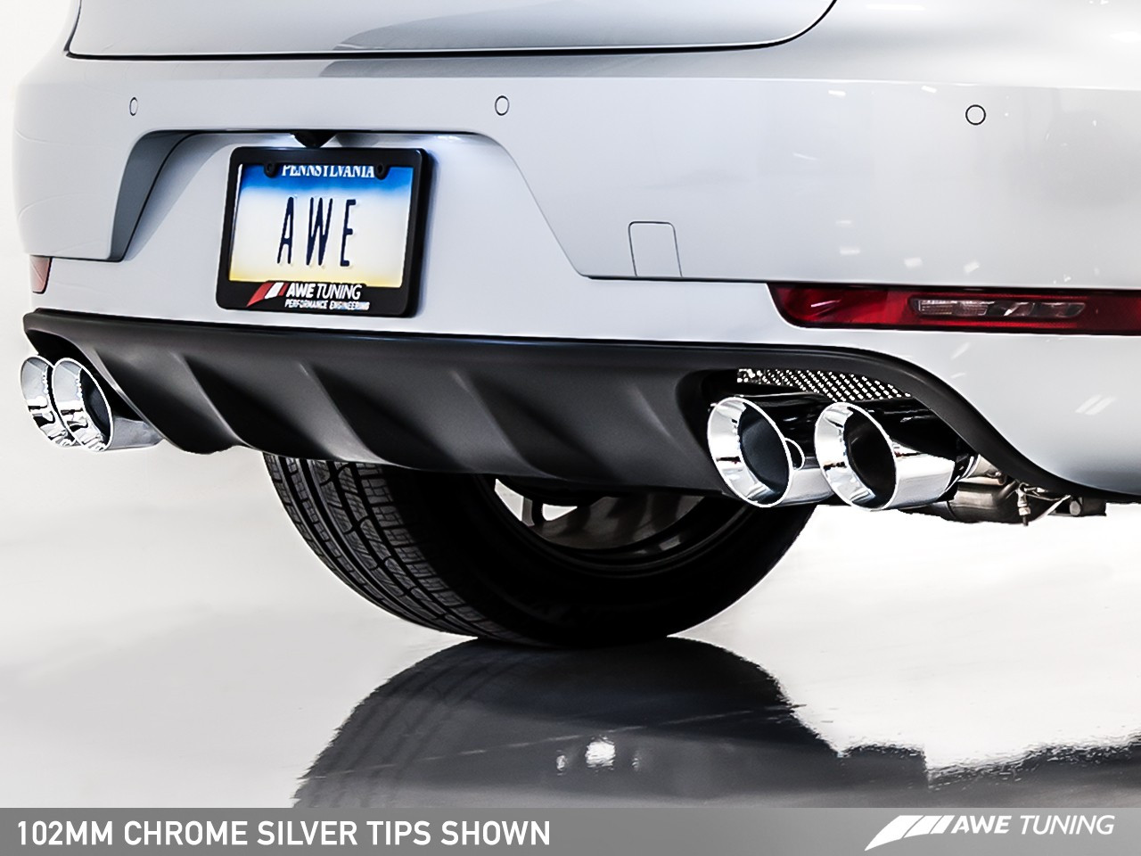 AWE Tuning Porsche Macan Turbo Track Edition Exhaust - With Chrome Silver Tailpipes